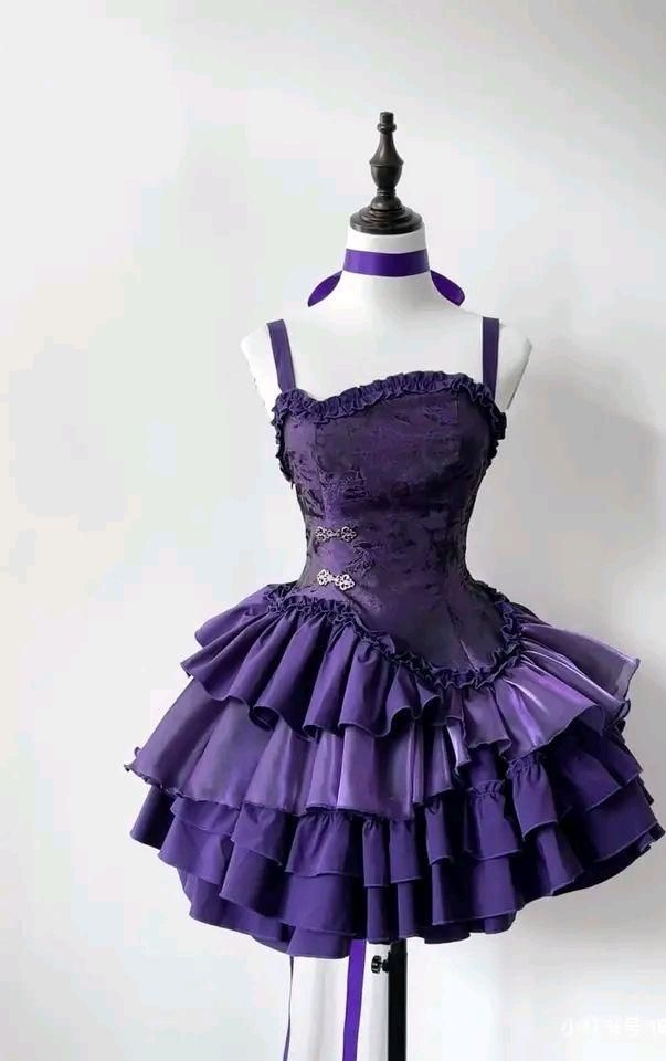Classy Purple Spaghetti Straps Satin Layered A-Line Short Party Dress Homecoming Dress S447