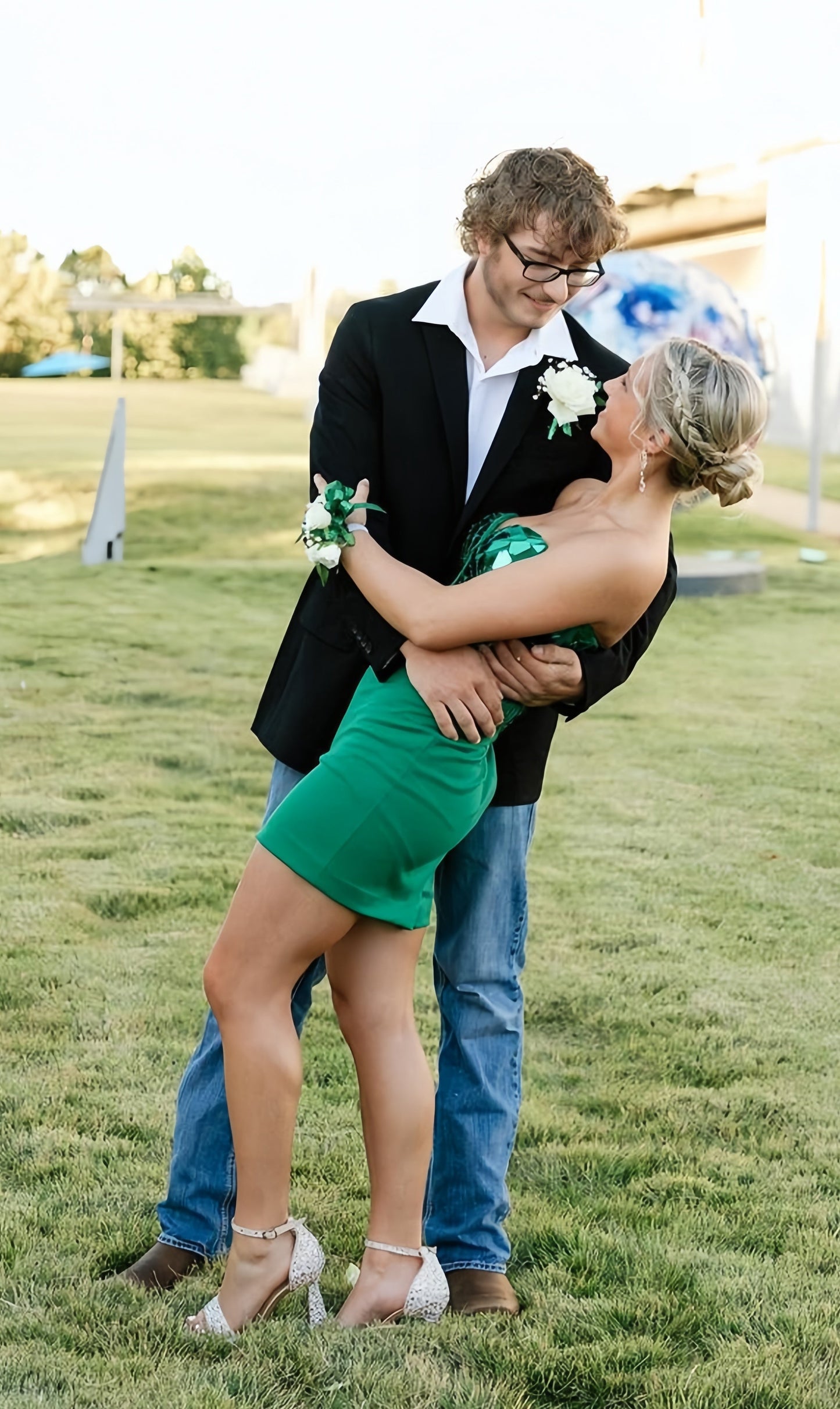 Sweetheart Green Mirror Glass Homecoming Dress