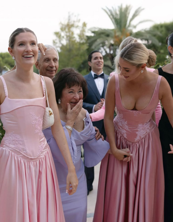 Elegant Pink A Line V Neck Appliques Satin Prom Dress Evening Dress SH2467