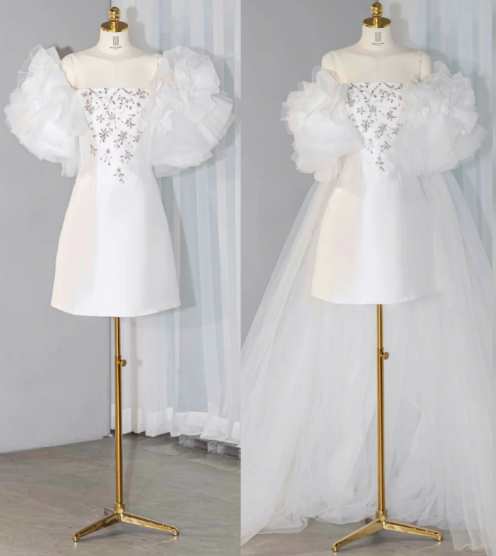 Classy Strapless White A Line Homecoming Dress Mini Party Dress S303