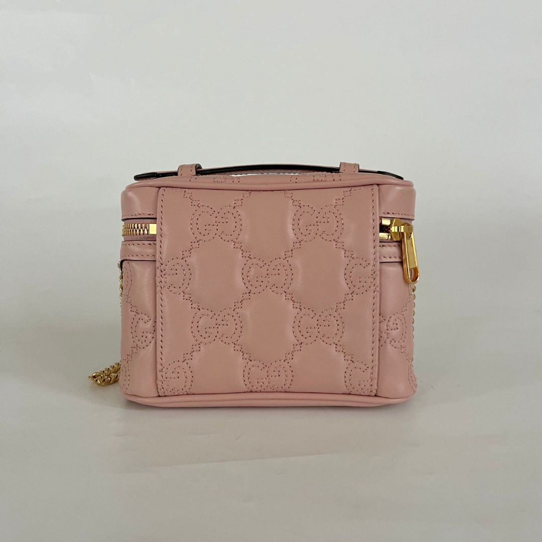 Gucci Vanity Light Pink Leather Guccisima Embossed Bag