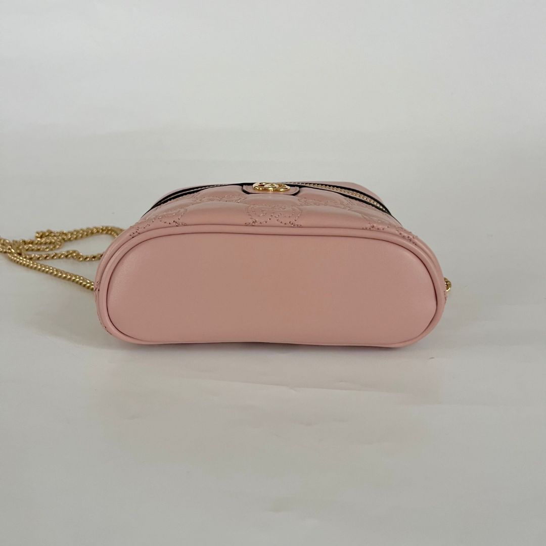 Gucci Vanity Light Pink Leather Guccisima Embossed Bag