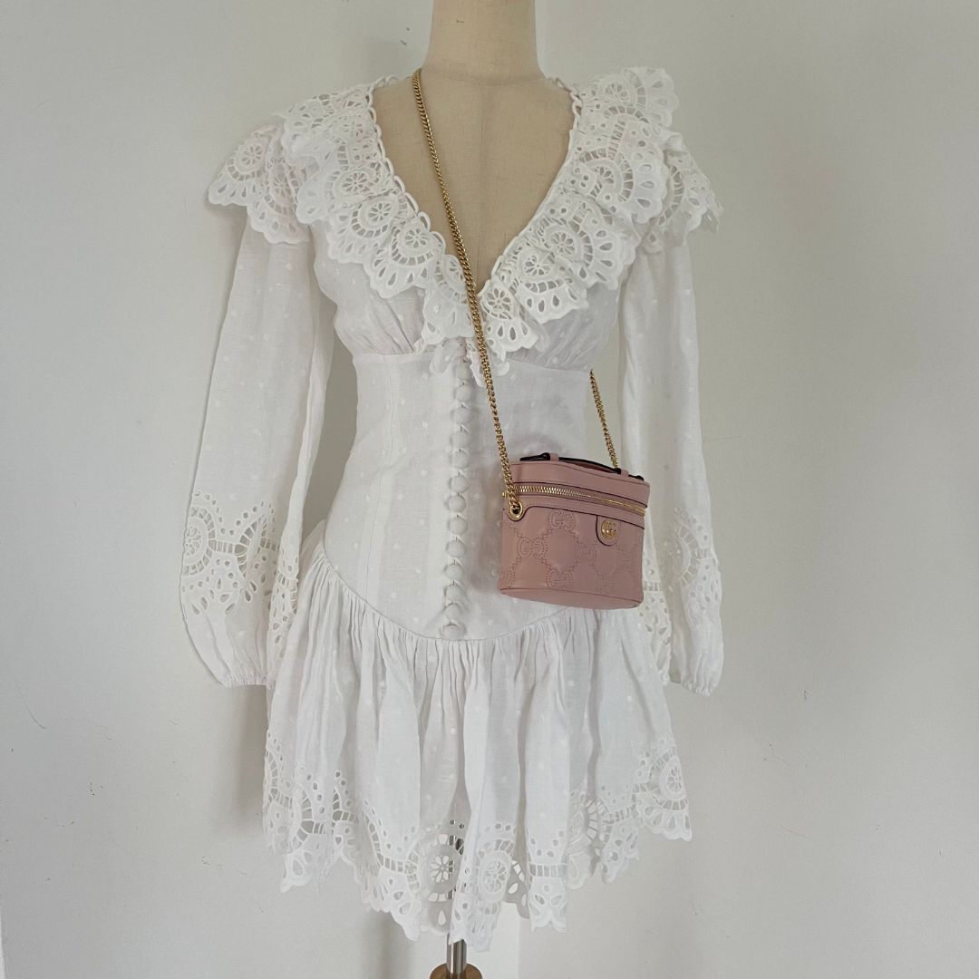 Gucci Vanity Light Pink Leather Guccisima Embossed Bag