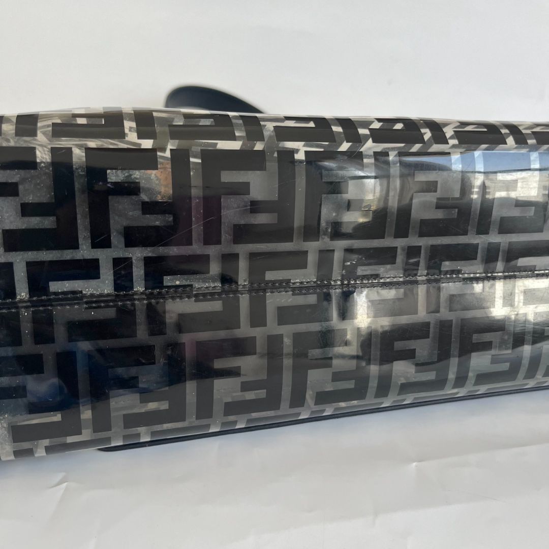 Fendi Black/Clear FF PVC and Leather Large Tote with strap