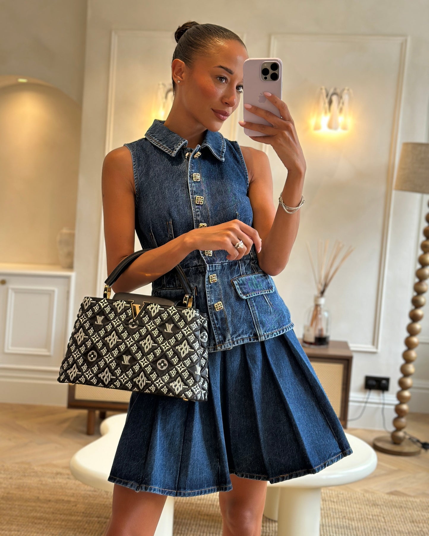 Louis Vuitton Limited Edition Since 1854 Monogram Capucines MM Bag in Black Calfskin and Embroideries with Gold Hardware