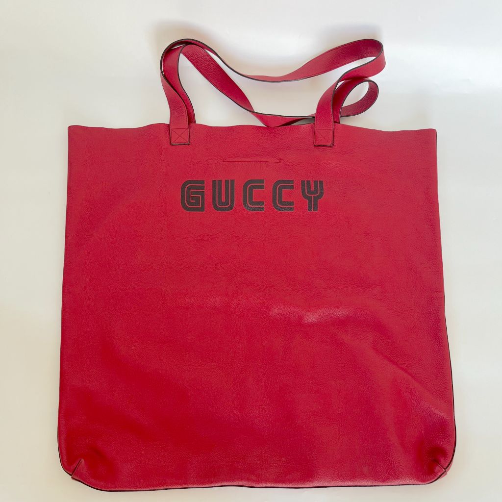 Gucci Elton John Tote "Levon Goodbye" Vinyl EP Cover (With Pouch) Maxi Hibiscus Red