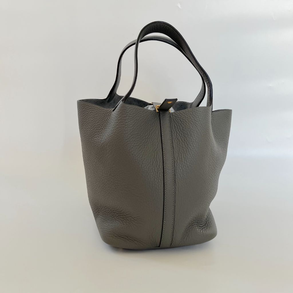 Hermes Picotin 22 Gris Meyer Bag with gold hardware
