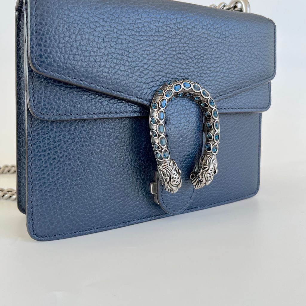 Gucci Navy Blue Leather Small Dionysus shoulder bag