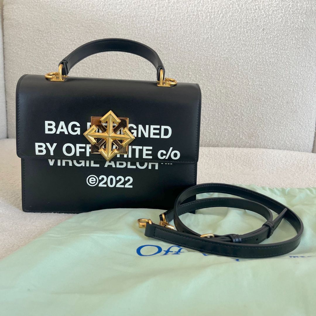 Off-White Printed Jitney Top-Handle Bag
