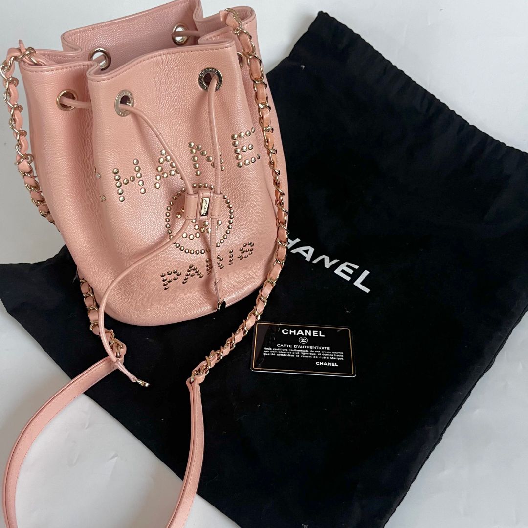 Chanel Pink Chanel Deauville Drawstring Bucket Bag