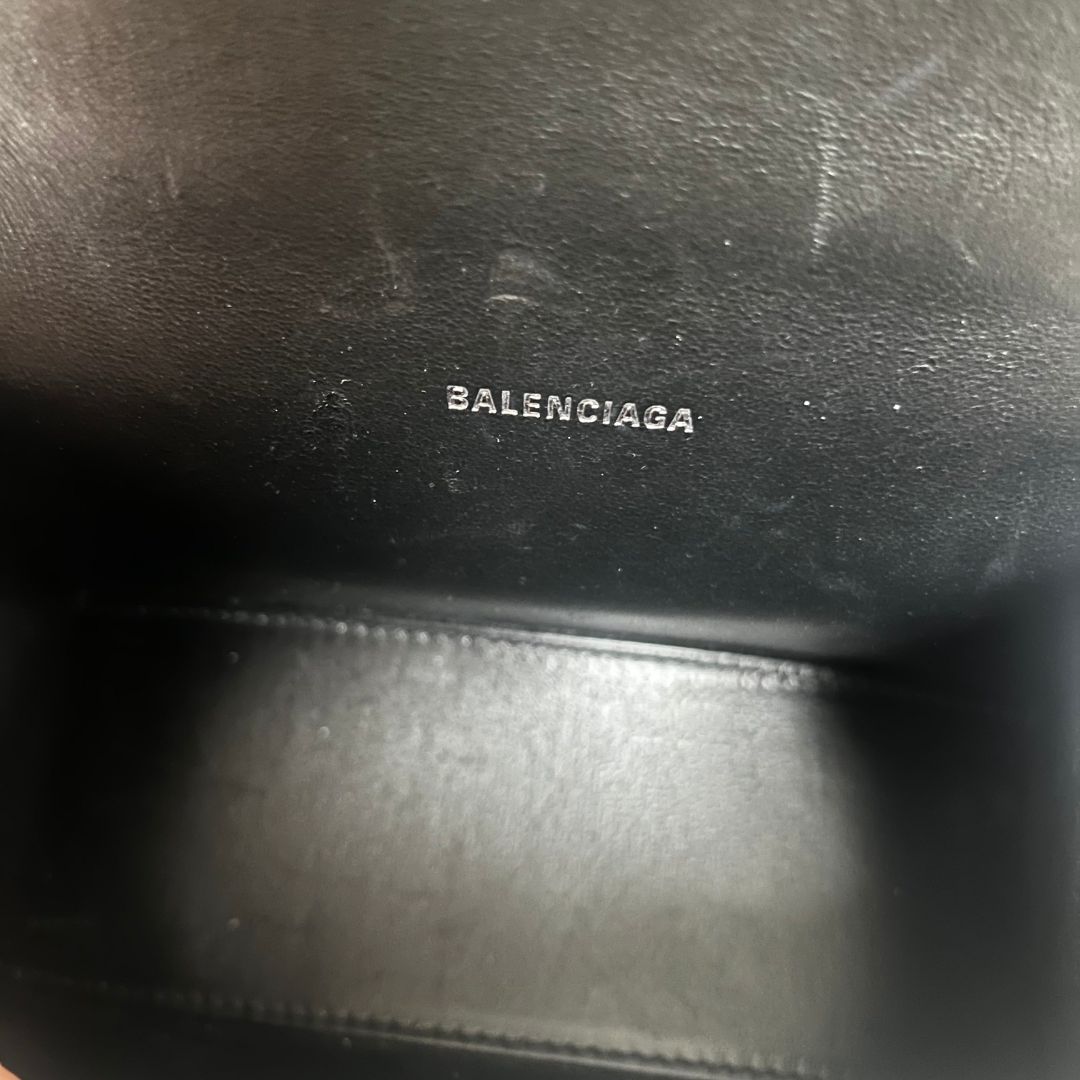 Balenciaga Hourglass Graffiti XS Black with white print shoulder bag