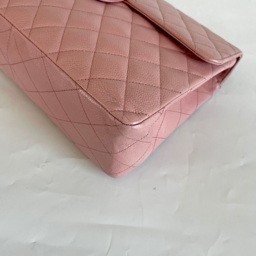 Chanel Pink Jumbo Caviar Single Flap Bag