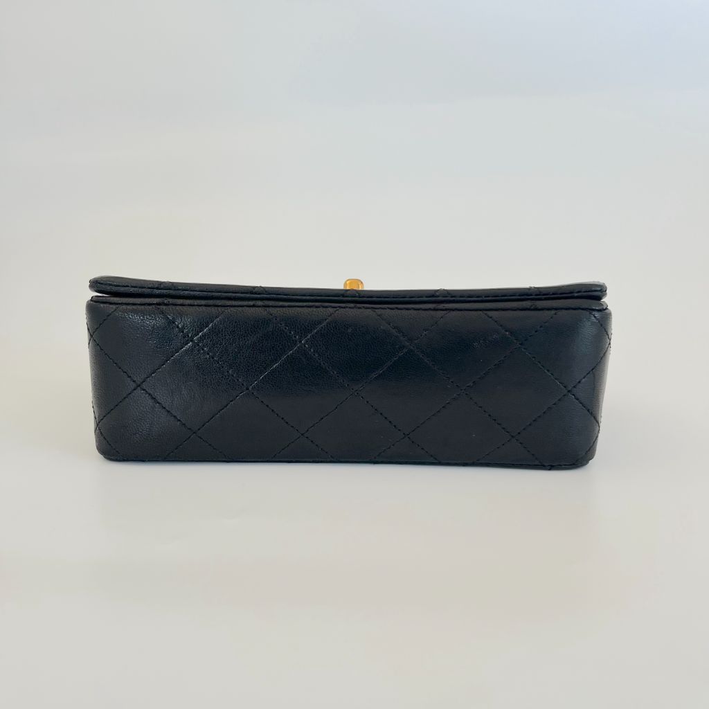 Chanel black vintage small flap bag