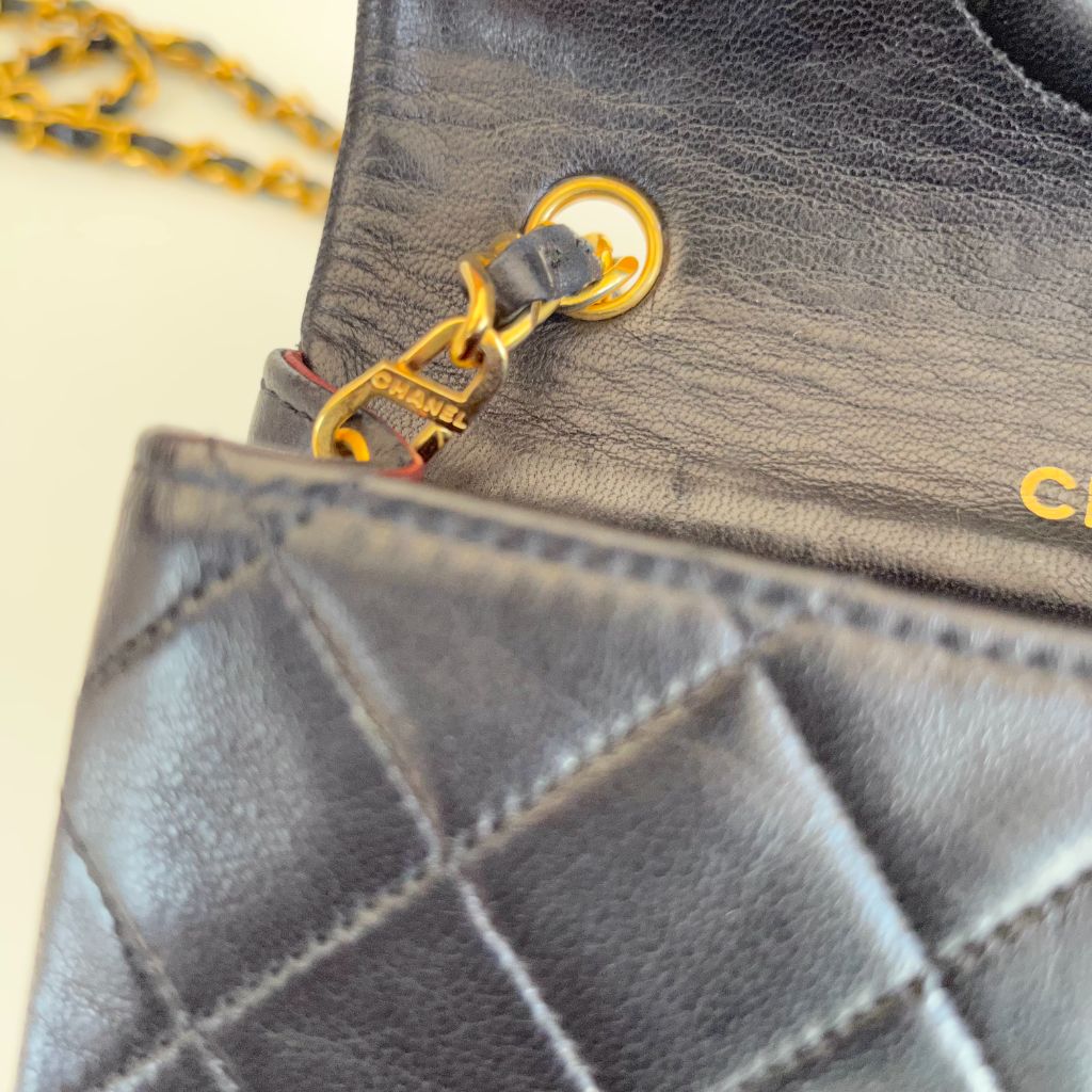 Chanel black vintage small flap bag