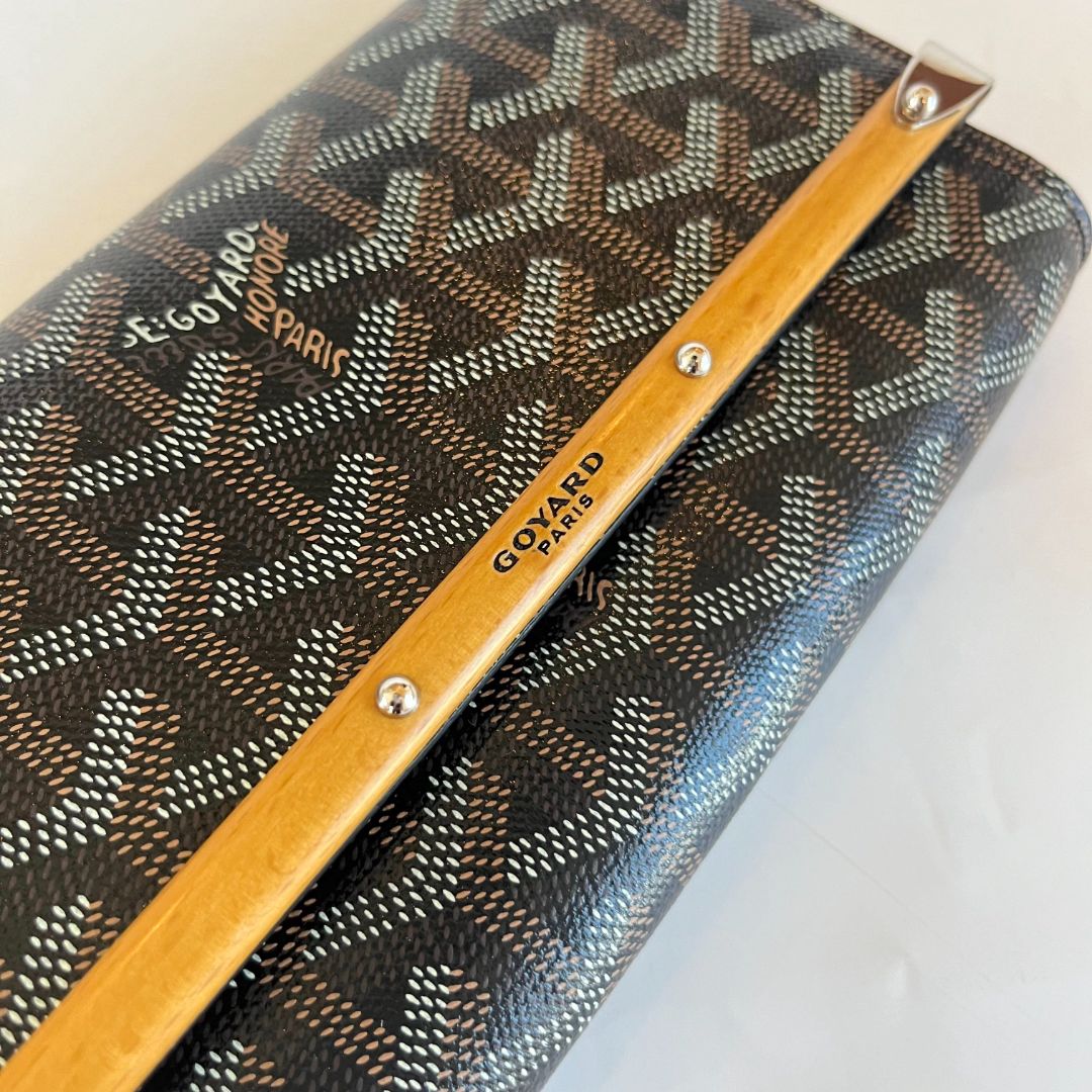 Goyard Black Goyardine Coated Canvas and Leather Monte Carlo Bois Small Clutch