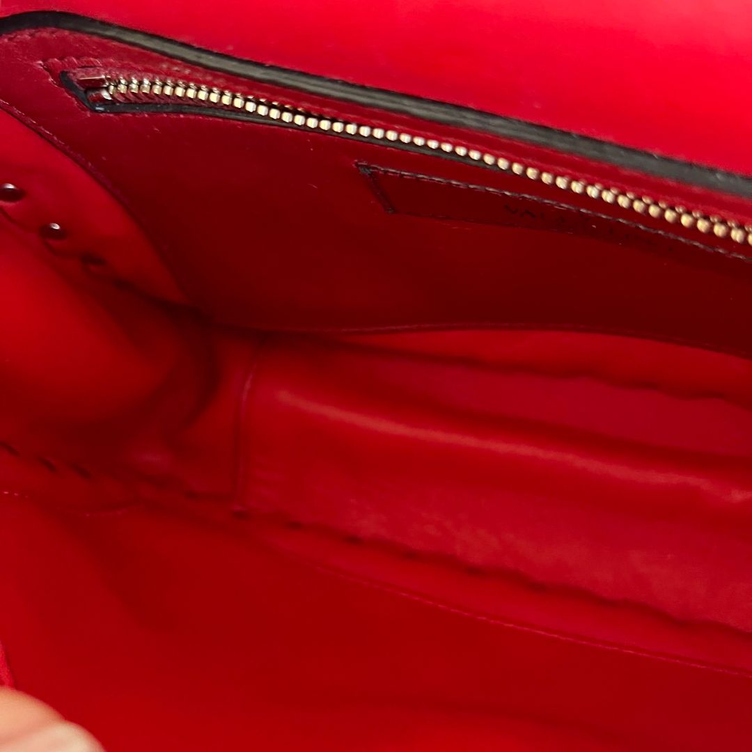 Valentino Red Quilted Leather Medium Rockstud Spike Chain Bag