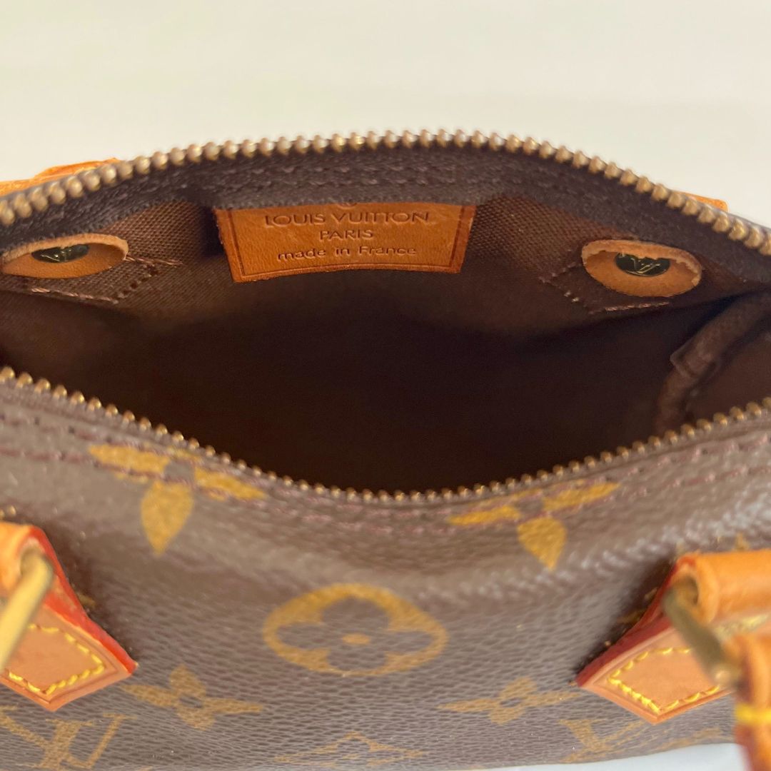 Louis Vuitton Brown Monogram Canvas Mini Speedy Shoulder Bag w Strap