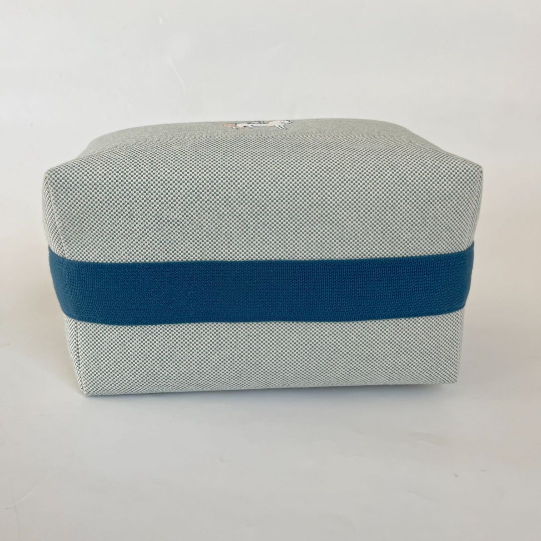 Hermès Bride-a-Brac Toile cotton Bleu Nattier Lare GM Bag