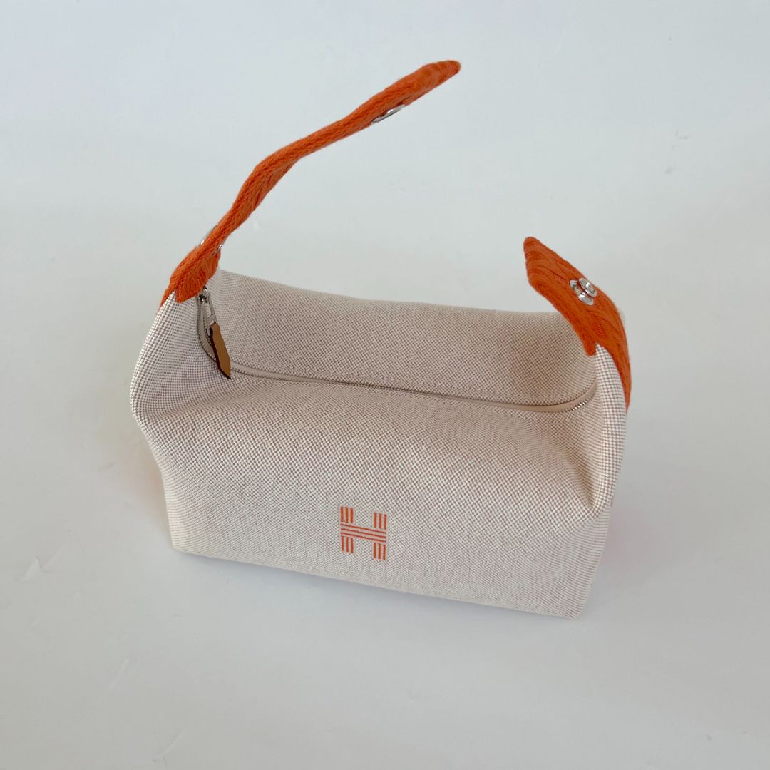 Hermes Trousse de Toilette Bride a Brac Small Model Natural / Orange PM Bag