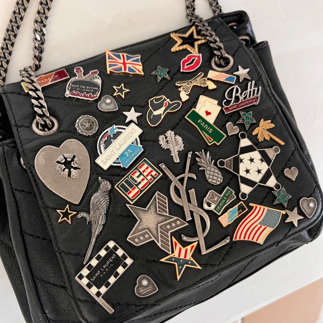 Saint Laurent Small Nolita Shoulder Bag with Pins