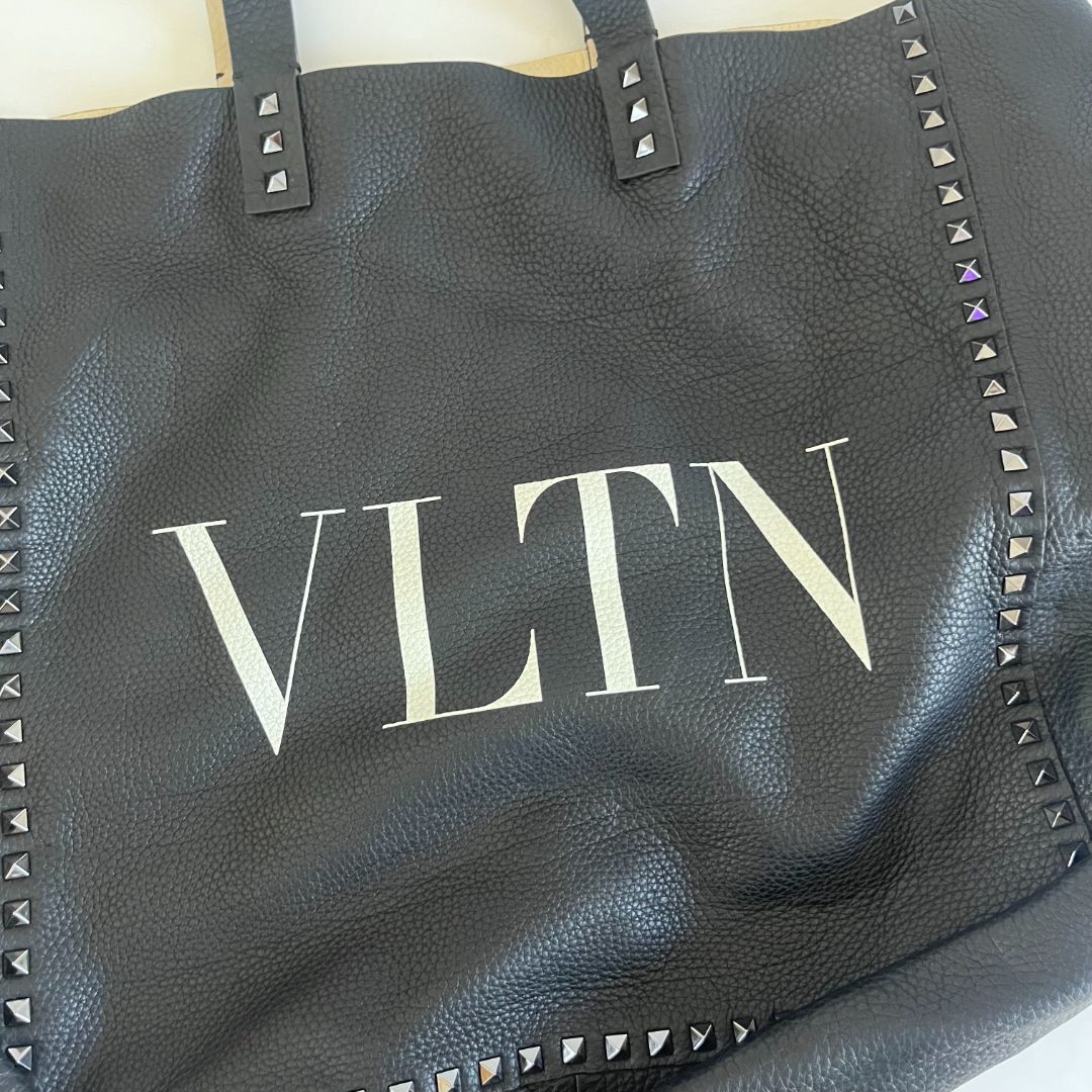 Valentino Black and White Large Reversible Tote VLTN Bag