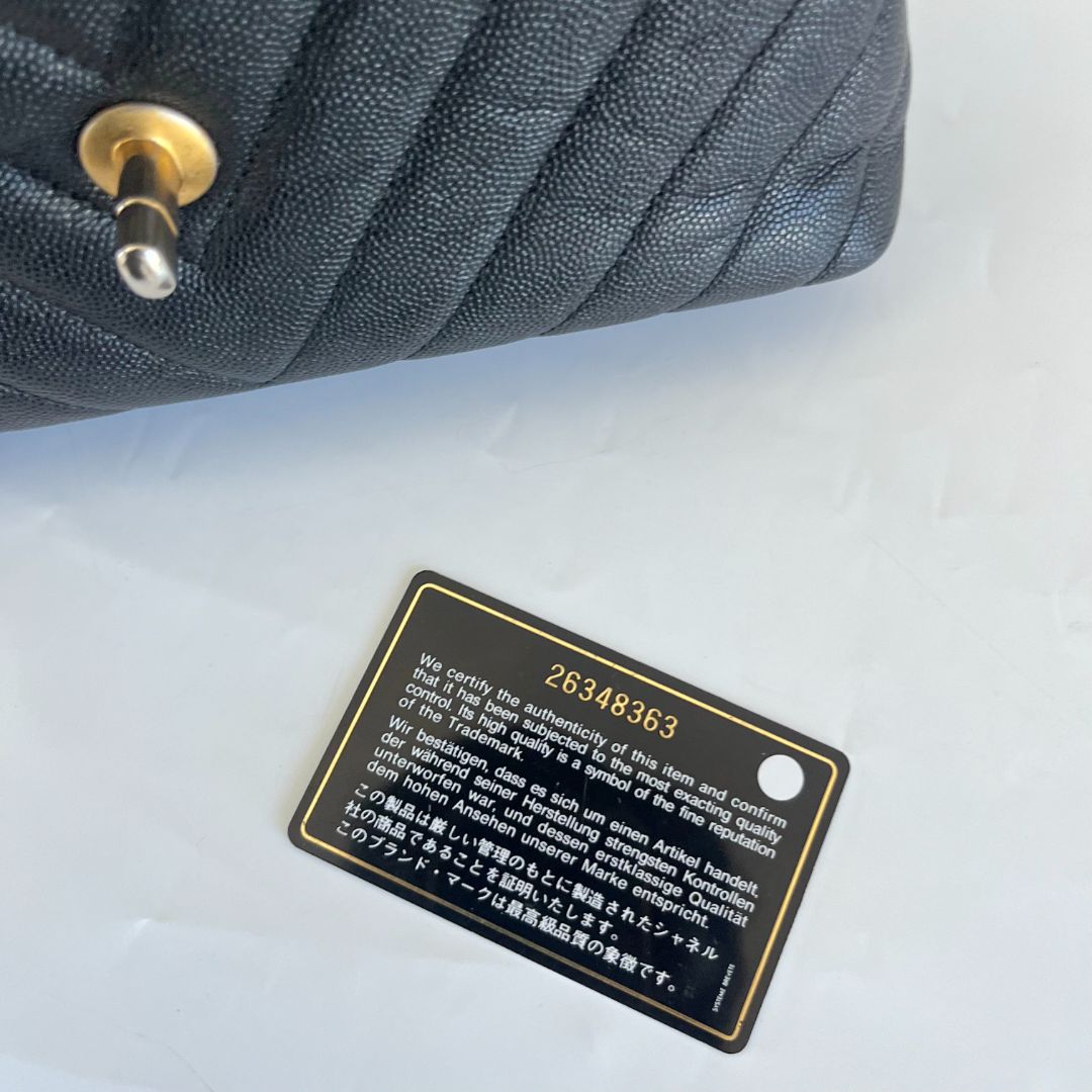 Chanel Coco Handle Black Chevron Mini Bag