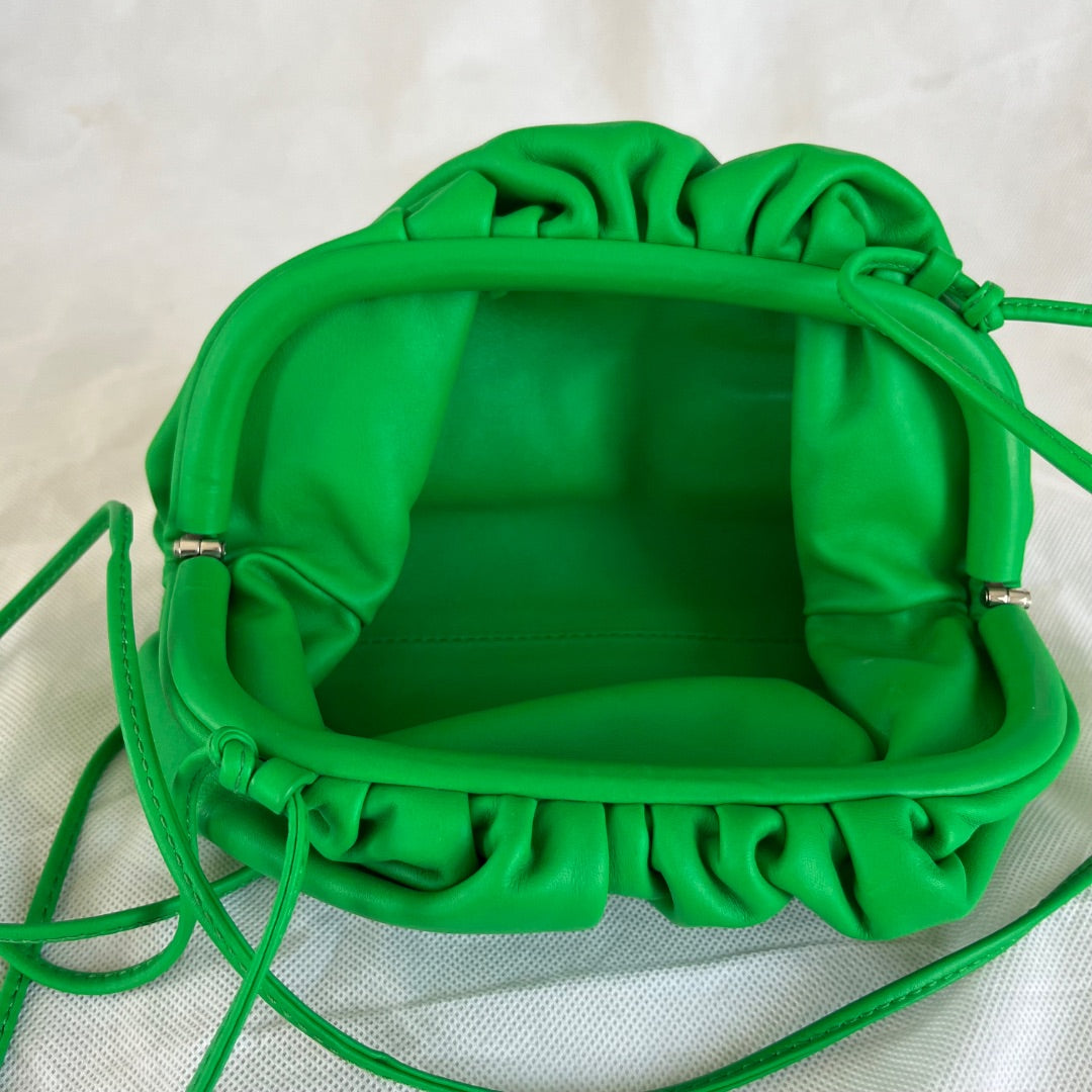 Bottega Veneta Green Leather Mini The Pouch Cross Body Bags, Mini
