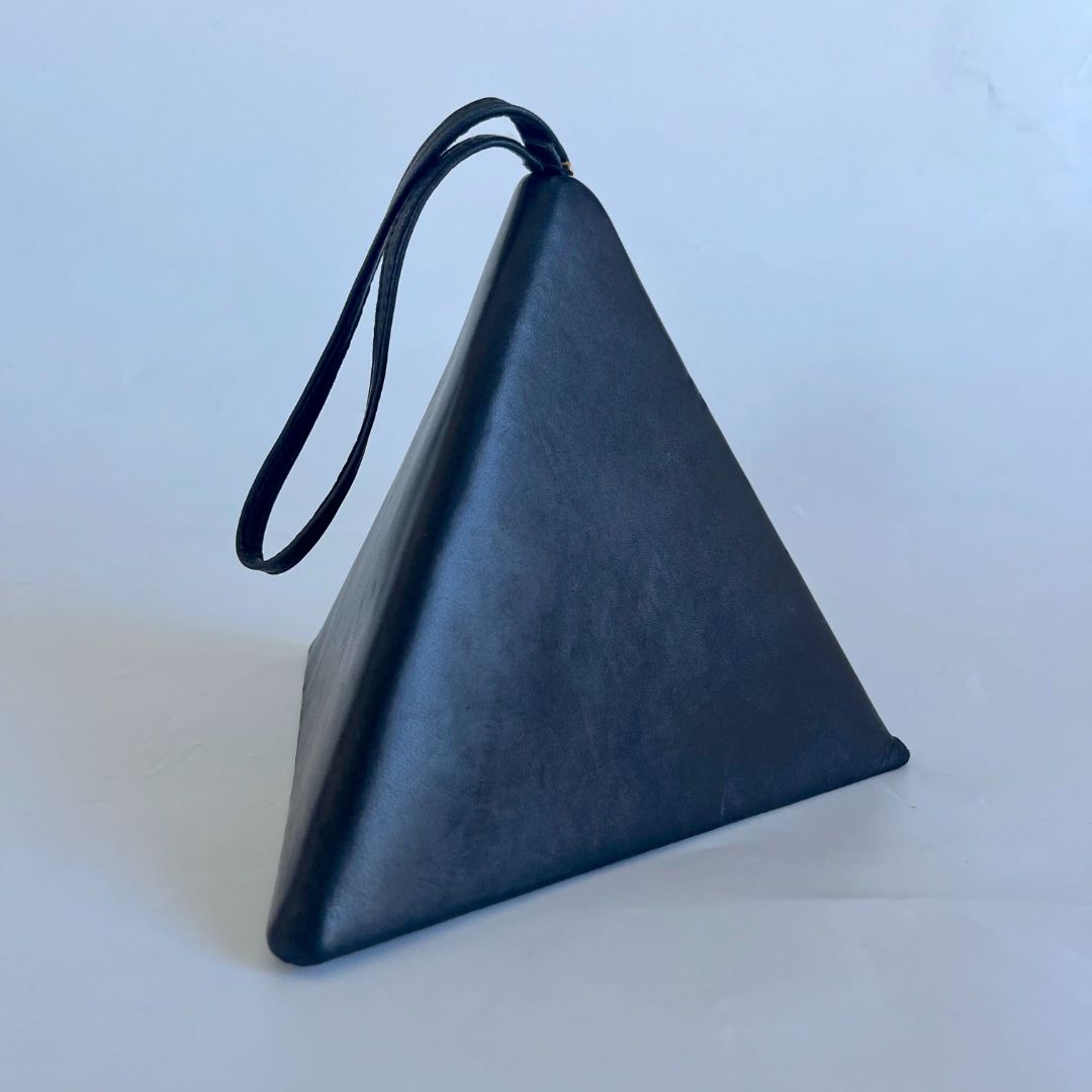 Saint Laurent black leather pyramid logo bag