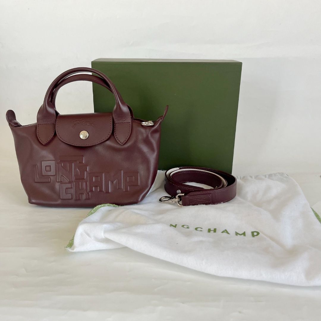 Longchamp Le Pliage Cuir Mini Top Handle Bag