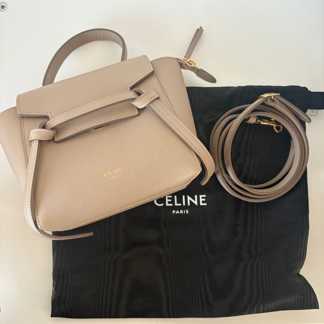Celine Beige Pico Belt Satchel Bag