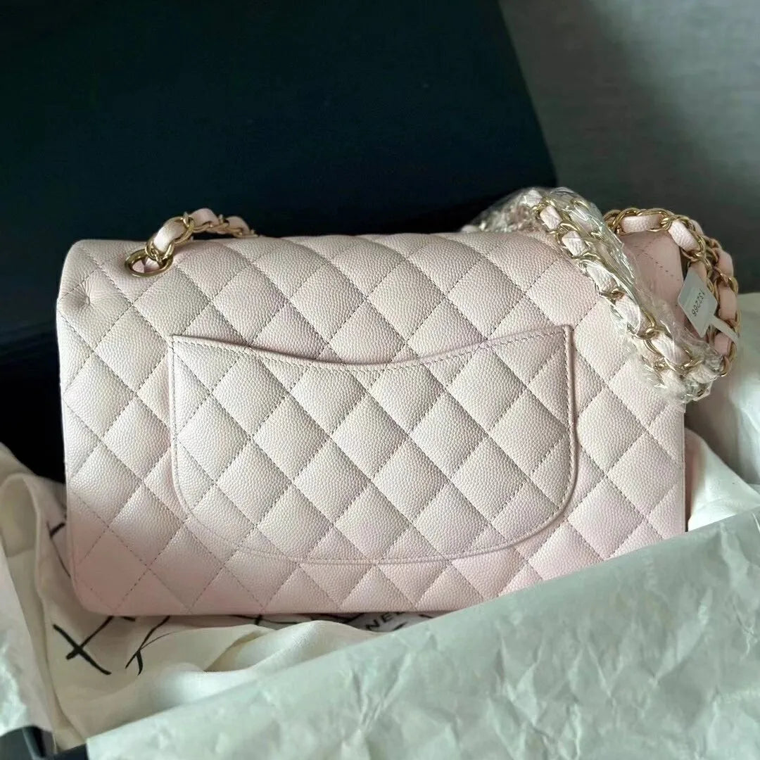 CHANEL Caviar Quilted Medium Double Flap Light Pink