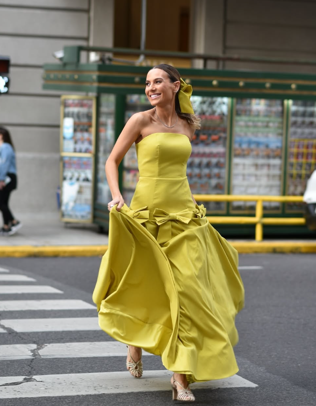 Pretty A Line Strapless Yellow Satin Prom Dress Evening Dress with Bow SH2089