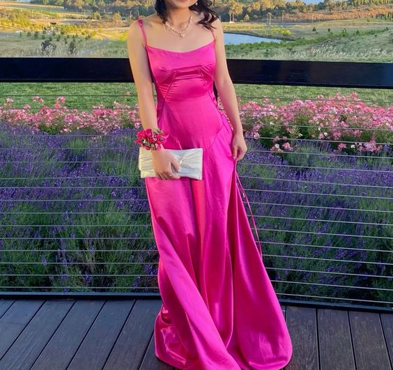 Hot Pink Elegant A-Line Long Prom Dress Trendy Evening Dress SH1462