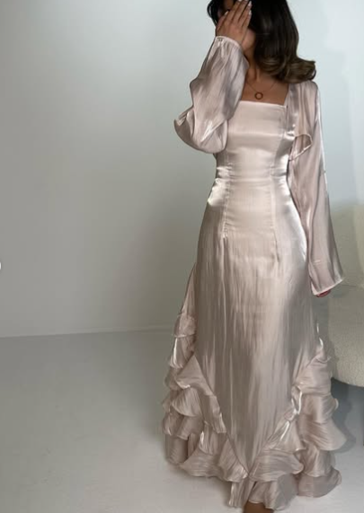 Elegant Straps Pleated Ruffles Long Prom Dress Evening Gown SH1244