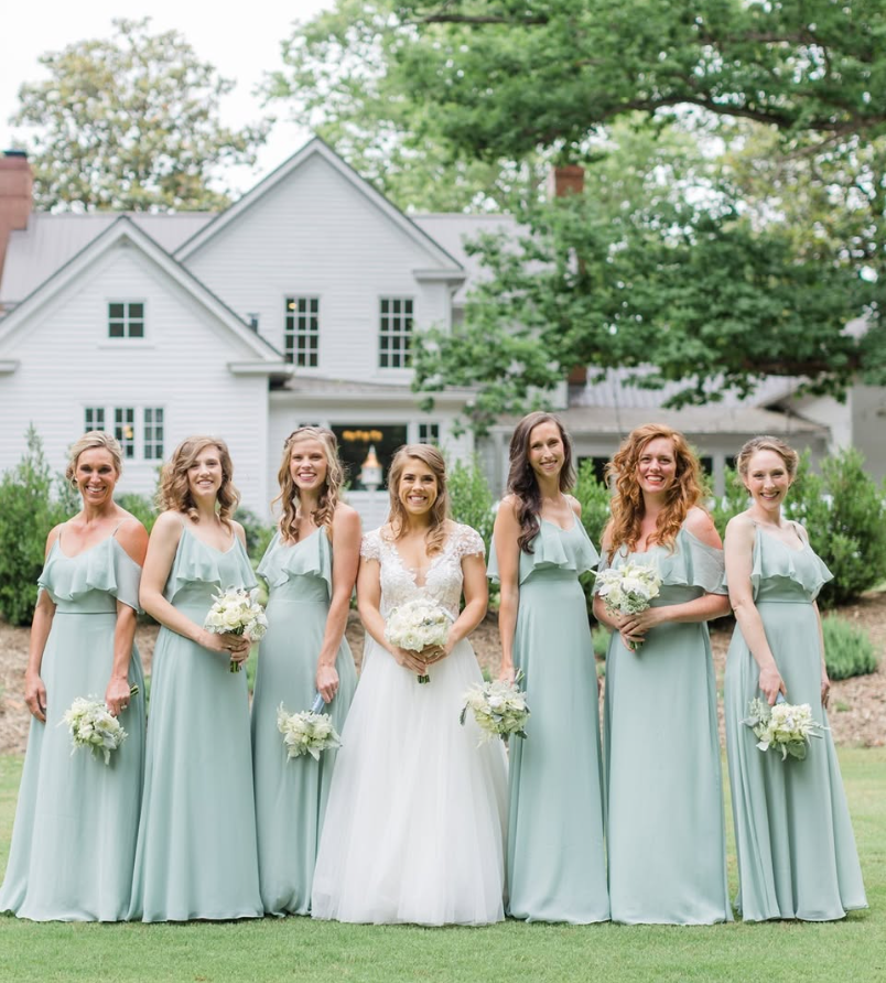 Gentle A Line Off the Shoulder Green Chiffon Bridesmaid Dress Evening Dress SH2795