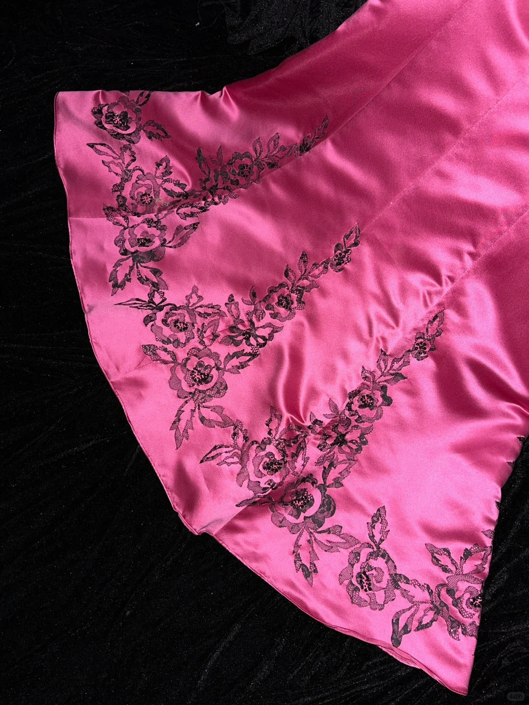 Pink floral long satin ball gown evening party dress gh4422