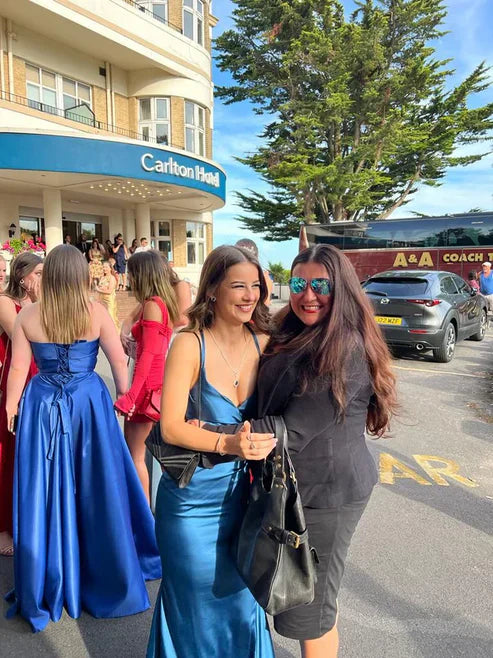 Blue fashion elegant charming V-neck mermaid sleeveless backless lace-up long formal evening dress party dress dress prom dress gh2976