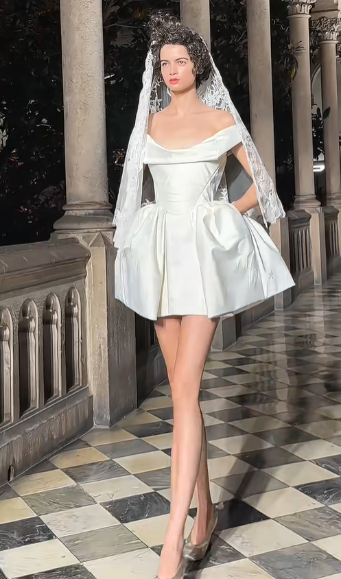 White A Line Off the Shoulder Satin Short Homecoming Dress Birthday Dress SH3151