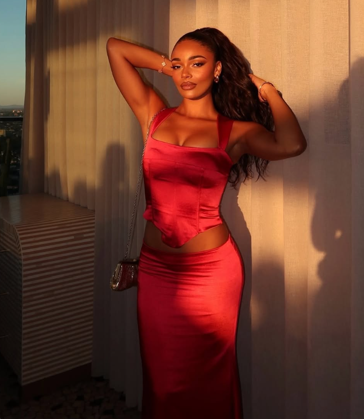 Two Piece Sheath Spaghetti Strap Burgundy Satin Party Dress Evening Dress SH2855