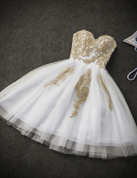 A-line Blue Sweetheart Strapless Appliques Homecoming Dresses SH790