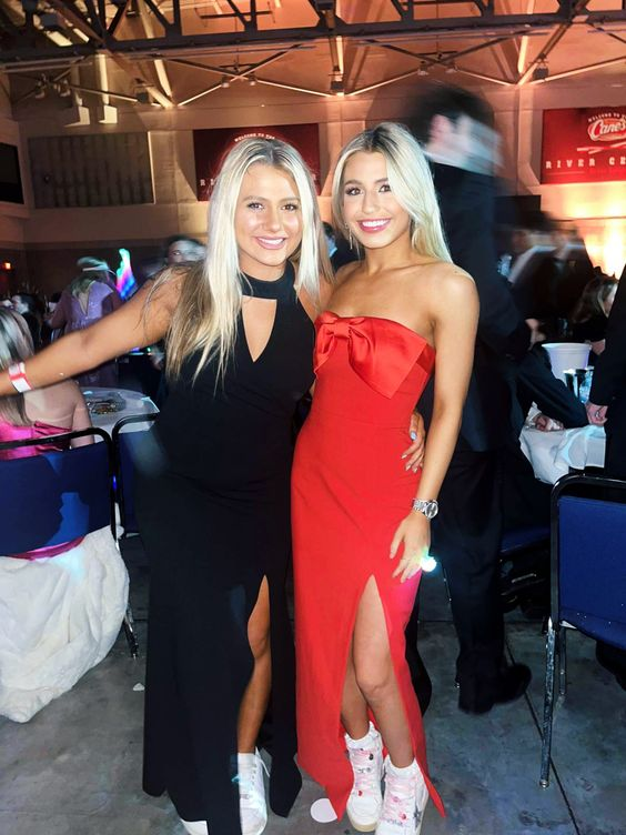 Red Strapless Bow-knot Slit Prom Dresses SH1124