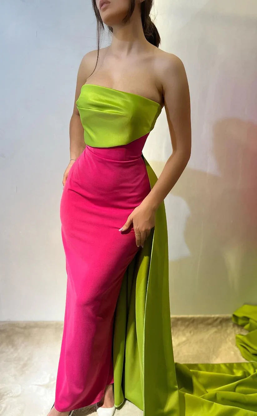 New Styles Strapless Bodycon Satin Prom Dress