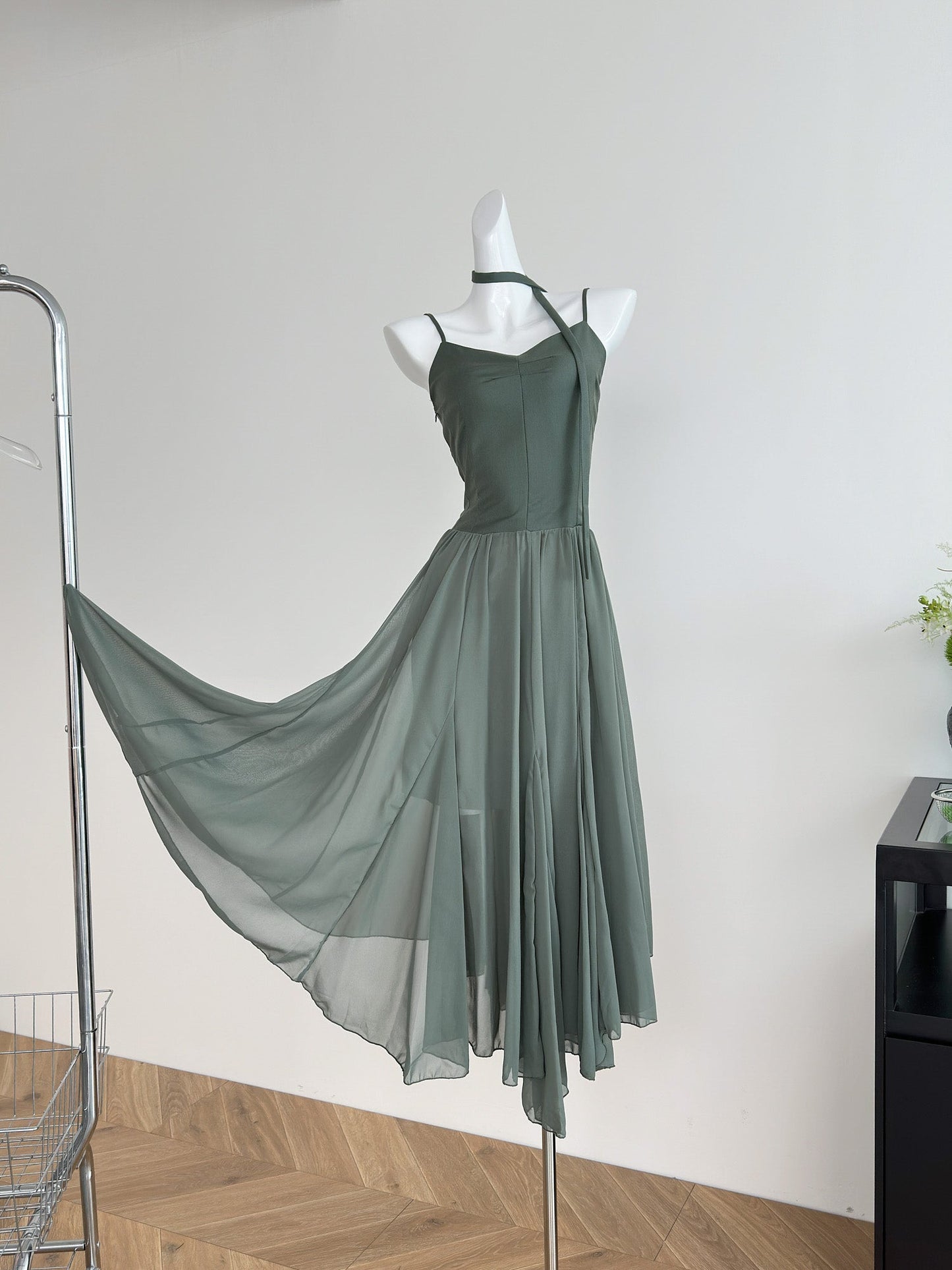 Cute A Line Spaghetti Straps Chiffon Summer Beach Dress Holiday Party Outfits For Girls DP1401