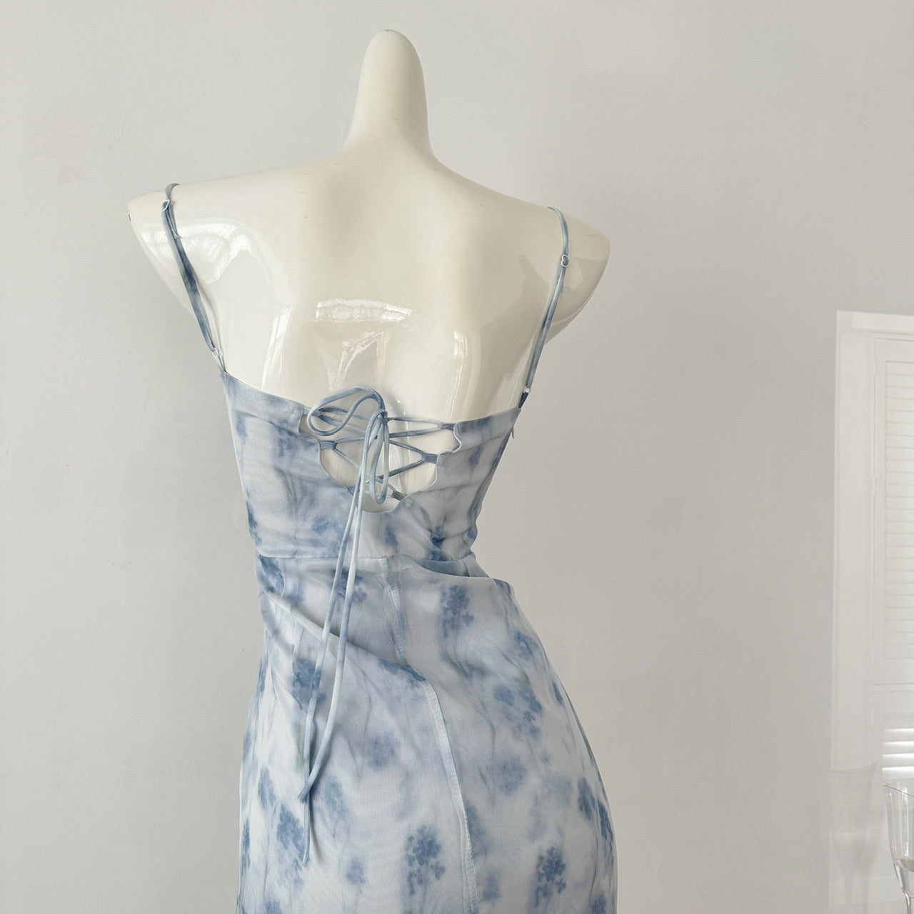 Blue summer romance song neck halter design goddess dress long and short chiffon dress for women DP0007