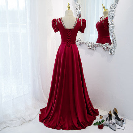 Simple Red Long Prom Dresses SH207