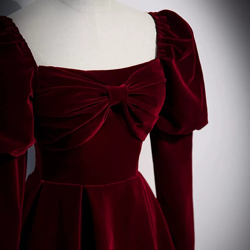 Simple A line Red Long Prom Dresses SH226