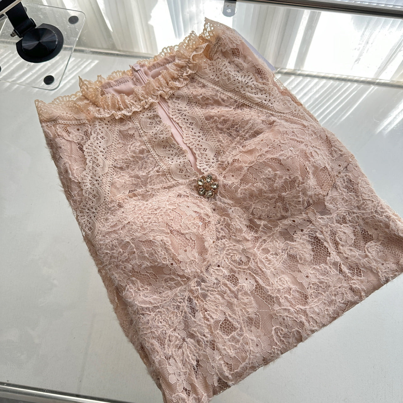 Sexy Sheath Jewel Floral Pink Lace Summer Dress Holiday Party Outfits For Women DP0087