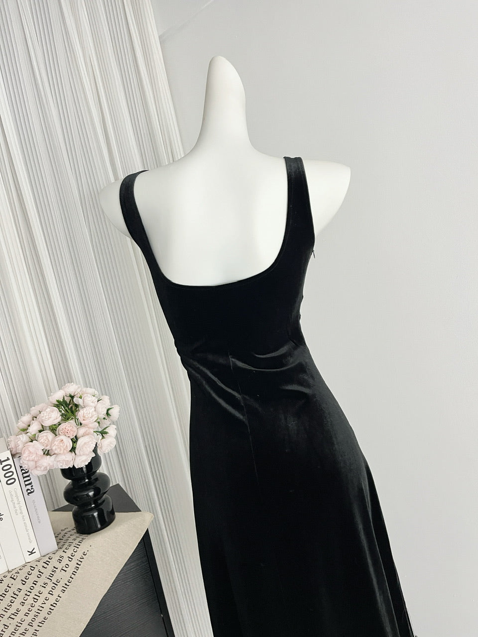 Sexy Mermaid Straps Black Velvet Summer Dress Holiday Party Birthday Outfits For Women DP0136