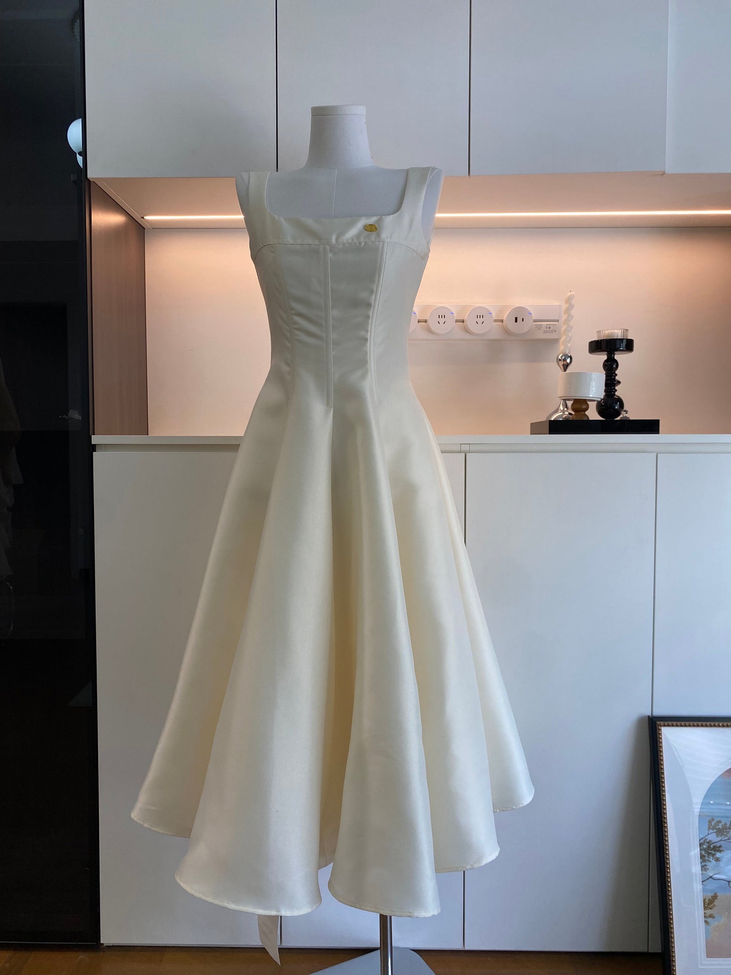 Cute A Line Square Neckline Satin Ruffles Summer Dress Holiday Party Outfits For Girls DP0135