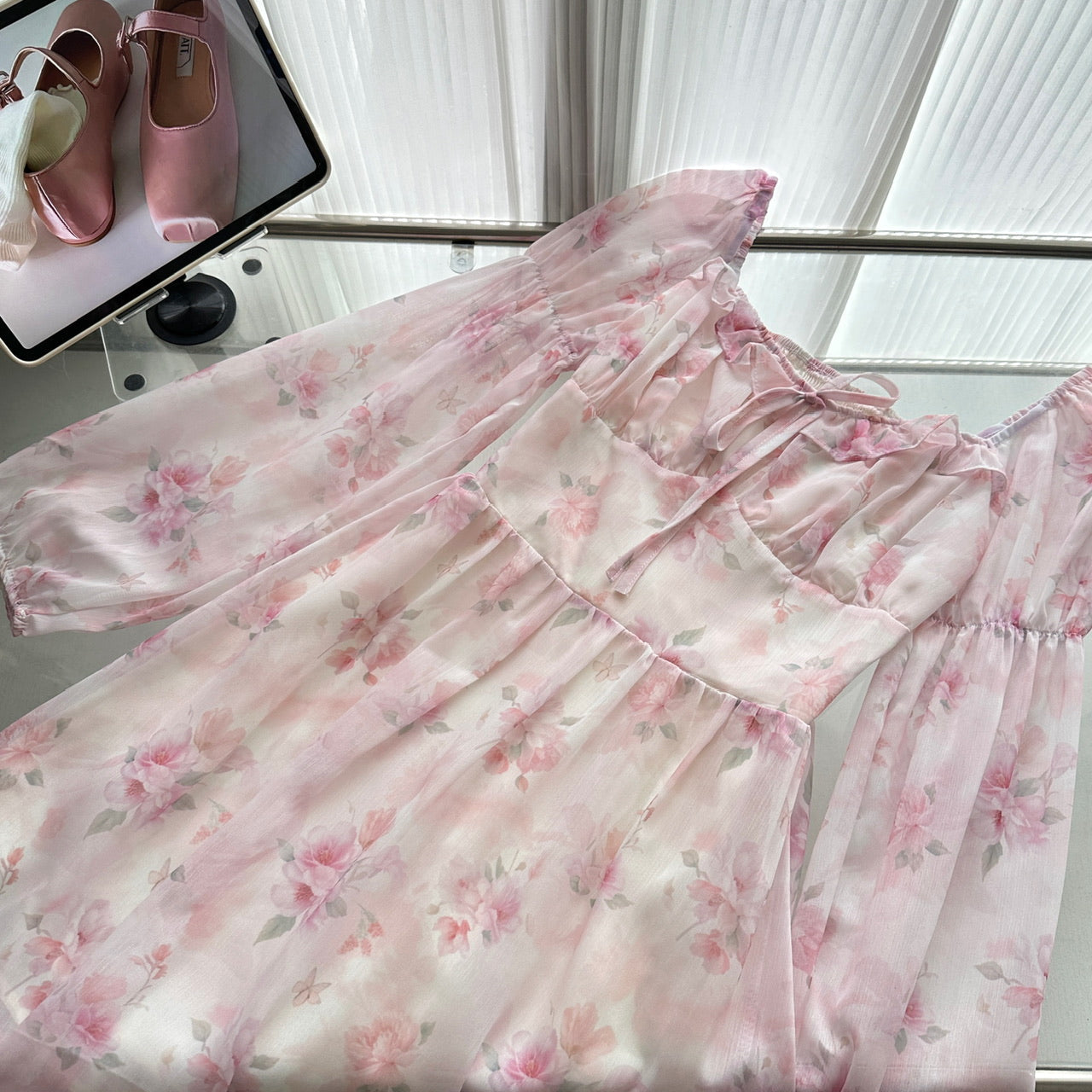 Cute A line Square Neckline Floral Pink Short Summer Dress Holiday Party Birthday Outfits DP0139